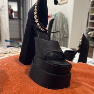 Versace Black Platform Sandals Modern Minimalist Design